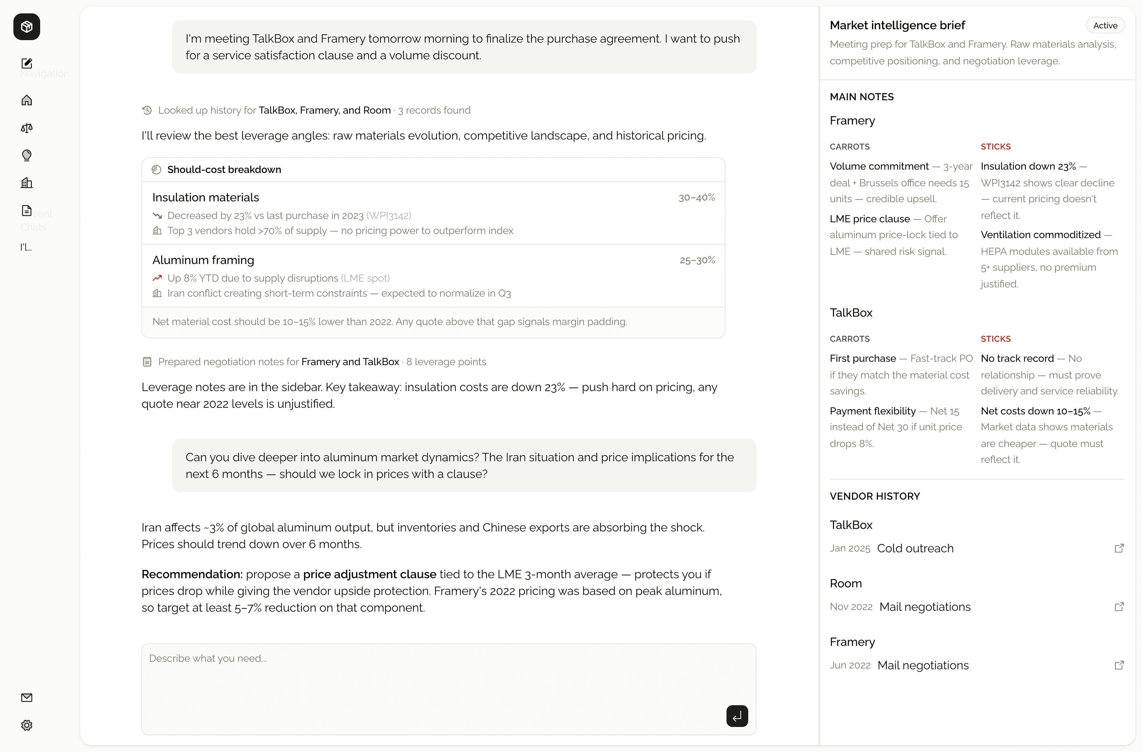 Envoy market intelligence UI